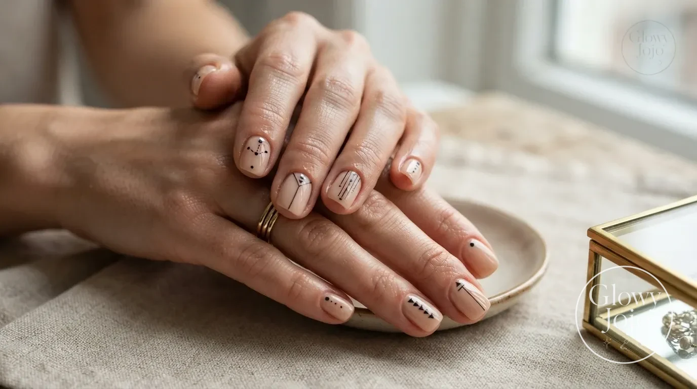 Micro Black Geometric Dots and Fine Lines on Glossy - Glowy Jojo Luxury Curation